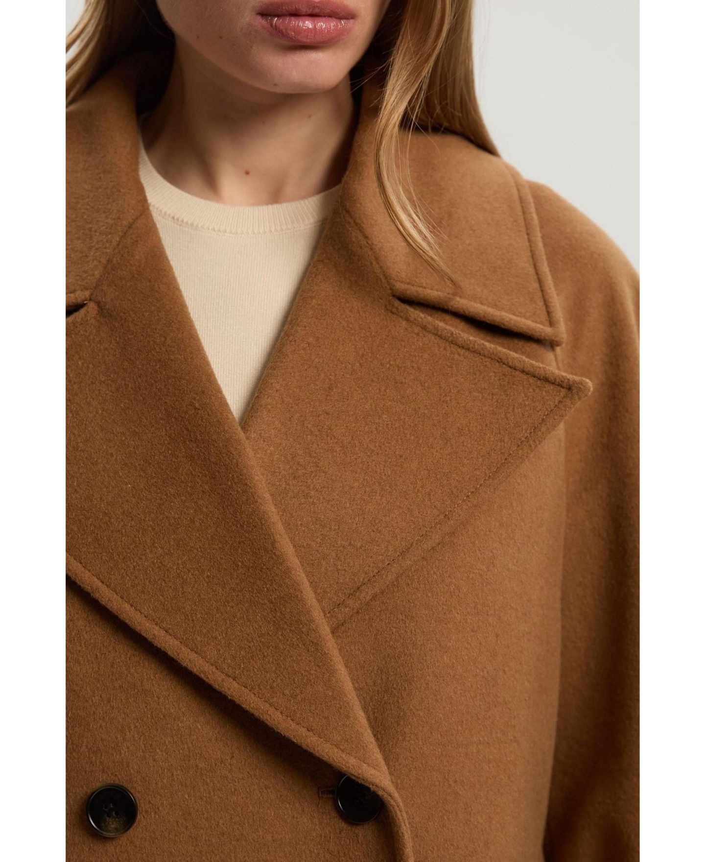 Женское пальто Karen Millen Brushed Wool Double Breasted Short, цвет: Верблюжий — фото 8