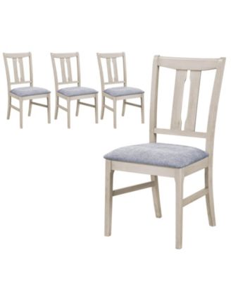 Wooden Dining Chairs Fabric Upholstered Kitchen Chairs with High Curved Back