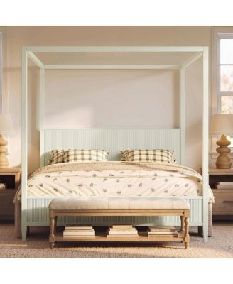 King size Wooden Canopy Platform Bed with Support Slats
