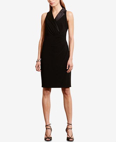 Lauren Ralph Lauren Silk-Lapel Jersey Dress