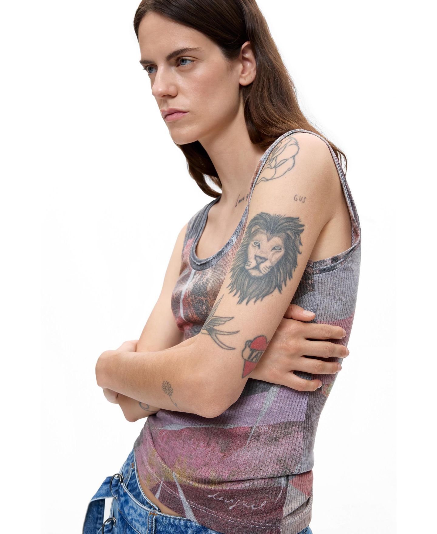 Женская футболка Desigual Strappy Knit, цвет: Светлый серый — фото 3