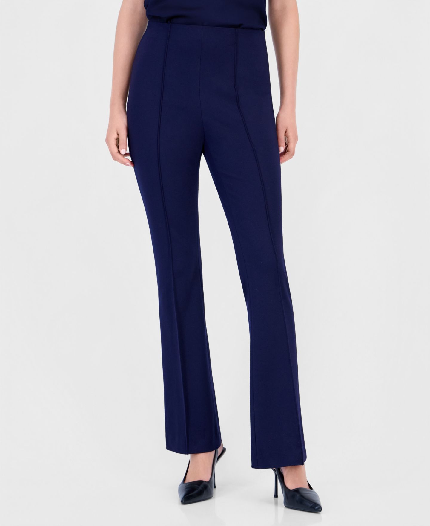 Женские брюки Bar III Pull-on Flare Mid-Rise, цвет: Тёмно-синий — фото 1
