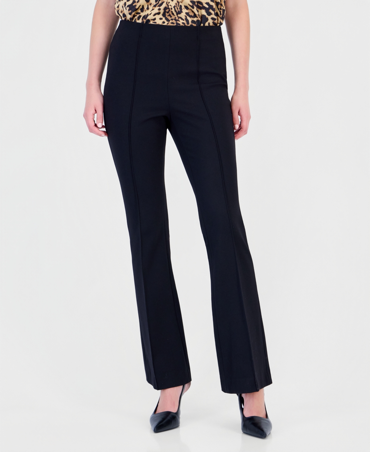 Bar Iii Women's Pull-on Flare Mid-rise Pants, Macy's Exclusive In Black