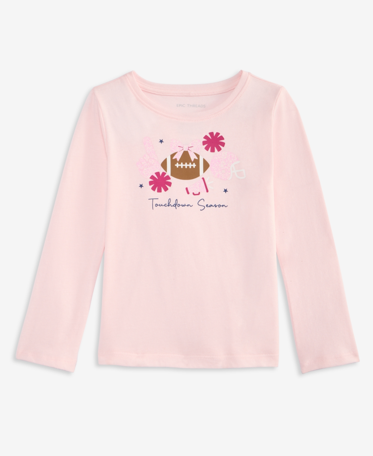 Epic Threads Toddler Girls' 12M-5T Long-Sleeve Touchdown Season Football T-Shirt, Macy's Exclusive