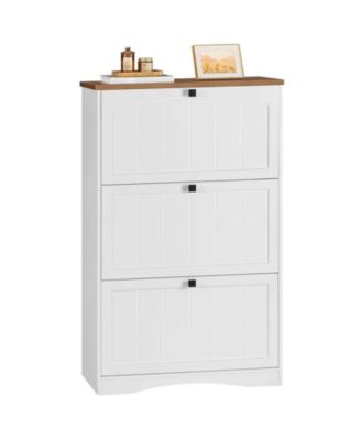 Farmhouse Shoe Rack Cabinet with Flip Drawer Storage