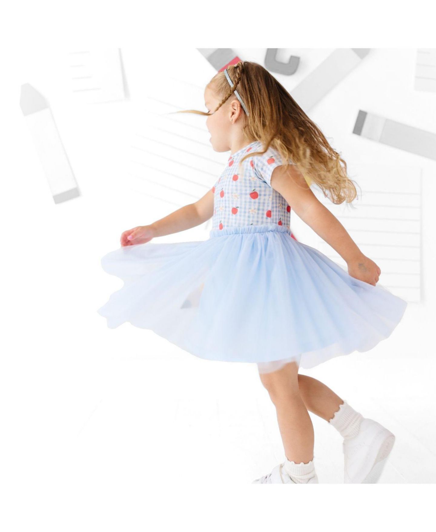 Аксессуары для волос Sweet Wink Apple Gingham Tulle Bow Headband для девочек, цвет: Синий — фото 3