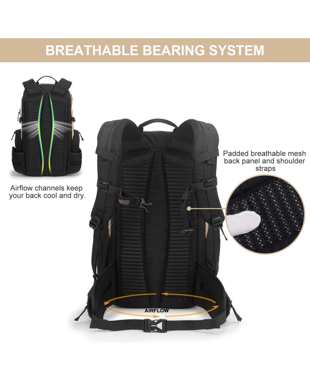 Mountaintop 30 Liter Hiking Backpack Men Women Camping Backpack Lightweight Trekking Travel Backpacks for Climbing Skiing Cycling
