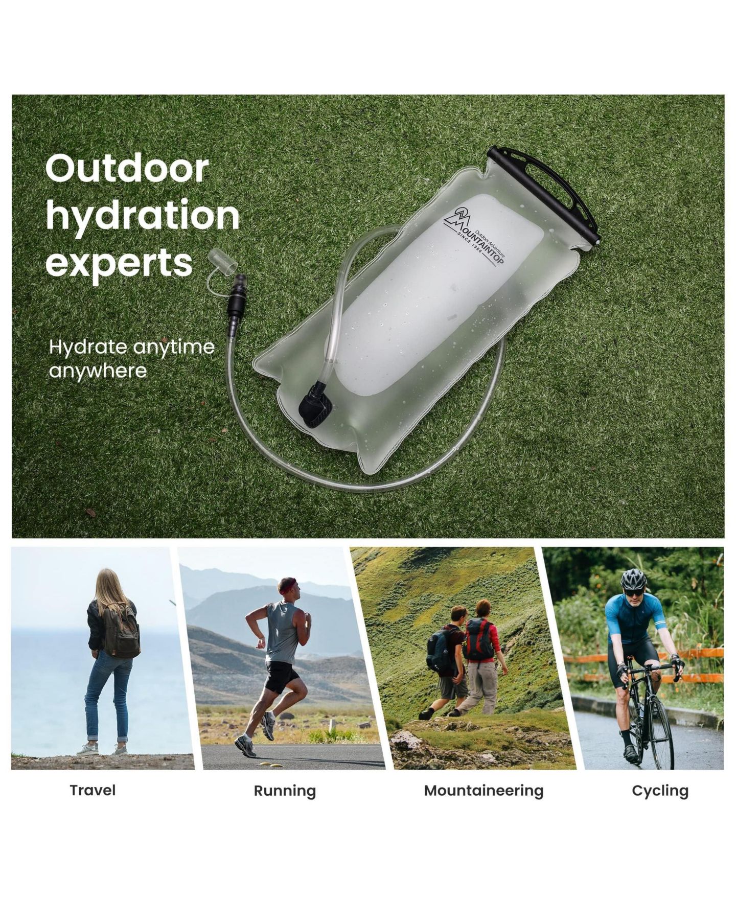 Рюкзак MOUNTAINTOP 40 Liter Hiking with 3 Liter Hydration Bladder for Women Men Outdoor Travel Camping Day Pack with Rain Cover, цвет: Чёрный — фото 9