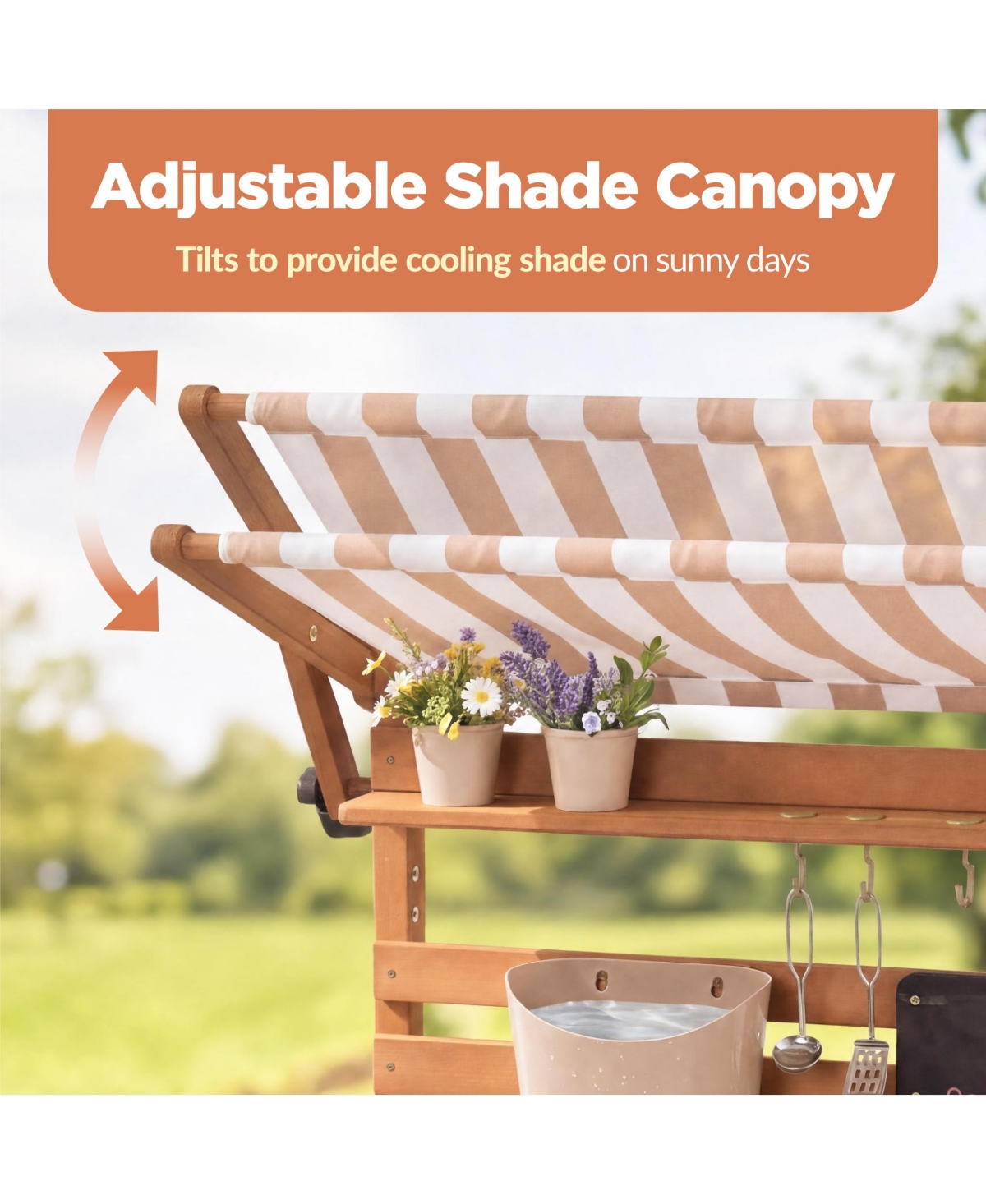 Best Choice Products Deluxe Wooden Outdoor Mud Kitchen for Kids with Canopy, Water Tank, Faucet and 11pc Accessories