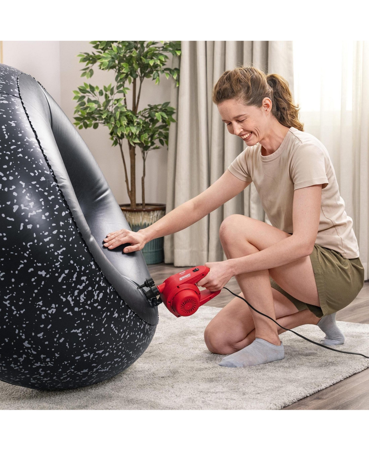 Coleman EasyFlate 120V Ac Electric Air Pump, Plug-In Inflator with 3 Adapters