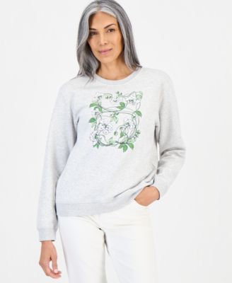 Women's Winding Floral Fleece Long-Sleeve Graphic Sweatshirt