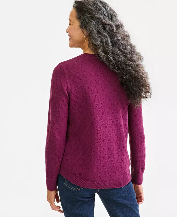 Women's Cotton Curved-Hem Sweater - thumbnail 2
