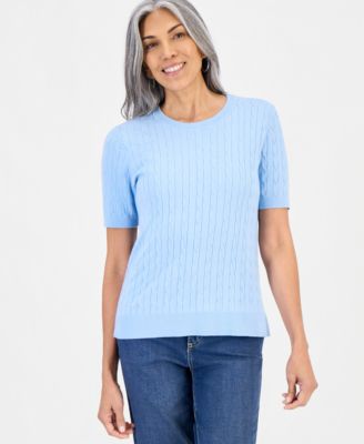 Women's Cable-Knit Short-Sleeve Sweater