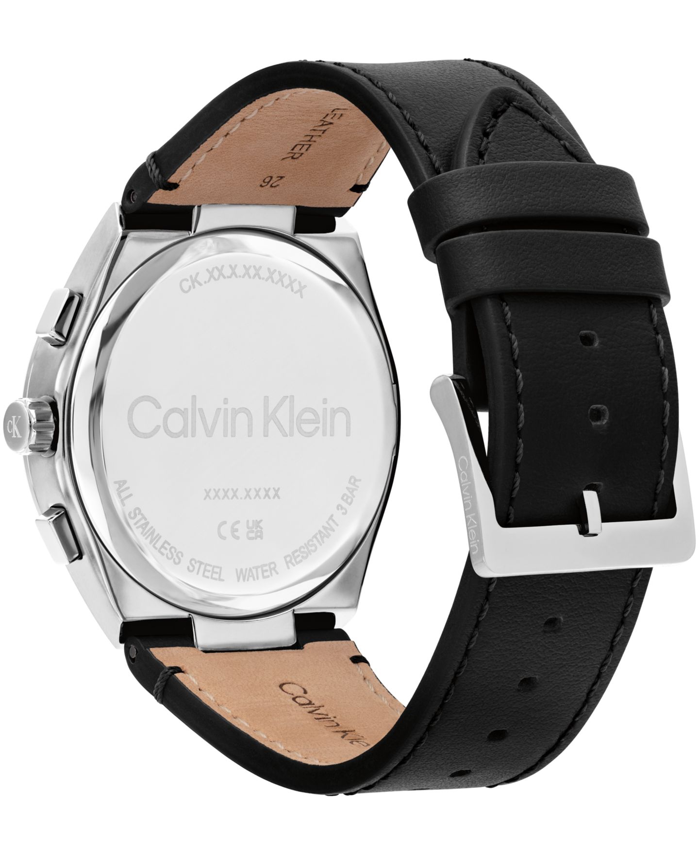 Мужские часы Calvin Klein Distinguish Skeleton Black Leather Strap Watch 44mm — фото 3