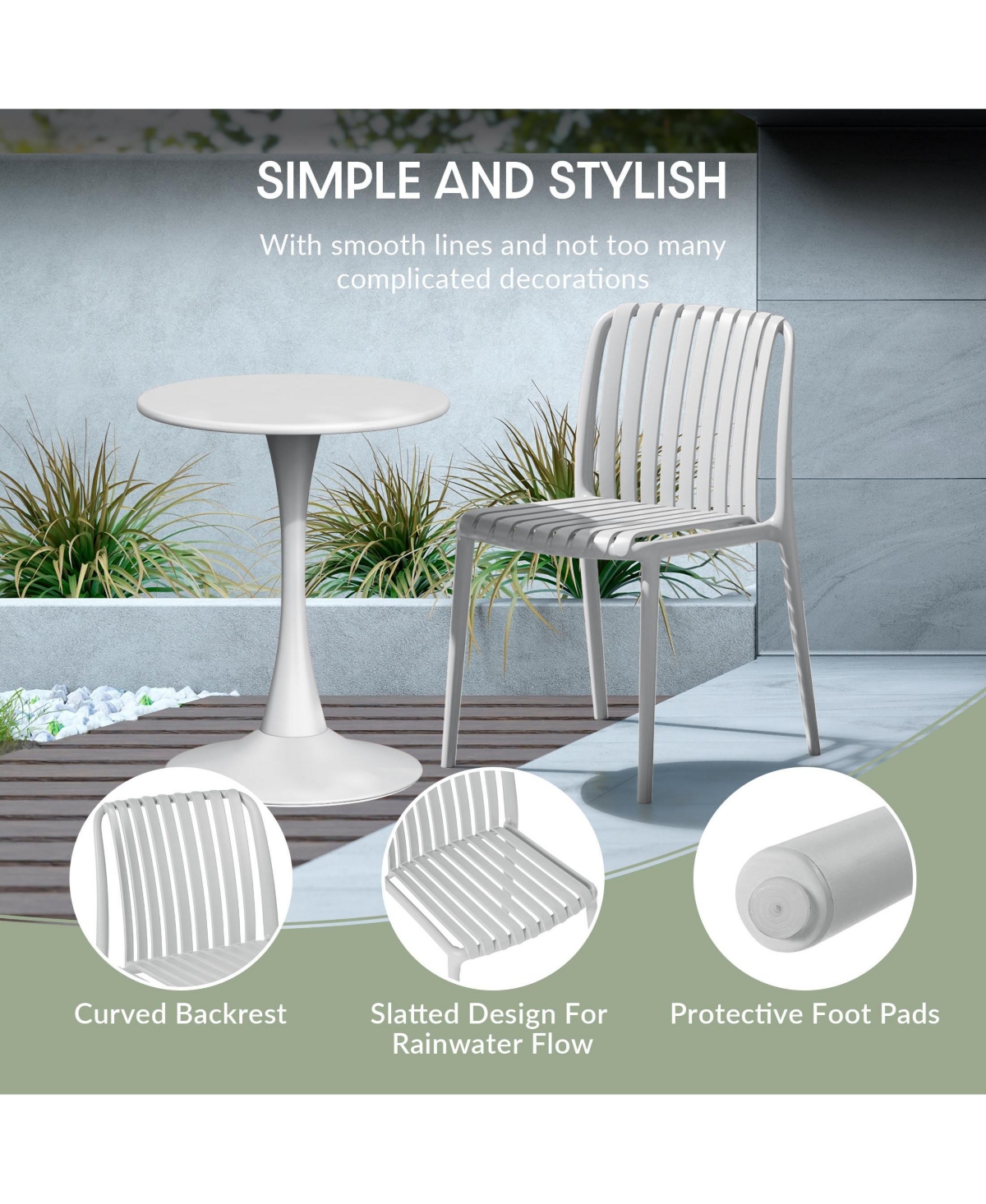 7-Piece Outdoor Patio Dining Table Set With Stackable Chairs