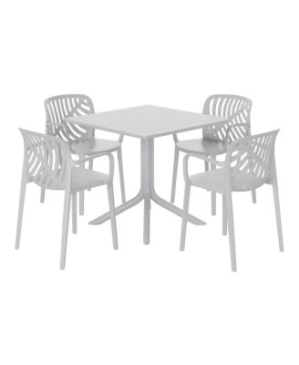 5-Piece Outdoor Square Patio Dining Table Set with Stackable Patio Dining Chairs