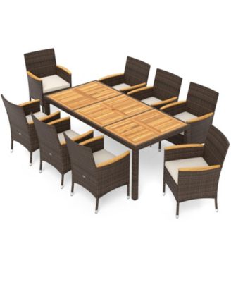 9-Piece Outdoor Dining Set with Acacia Wood Table Top