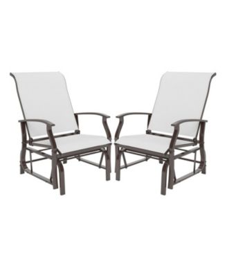 Outdoor Glider Chair Set of 2 with Padded Seats and Armrests