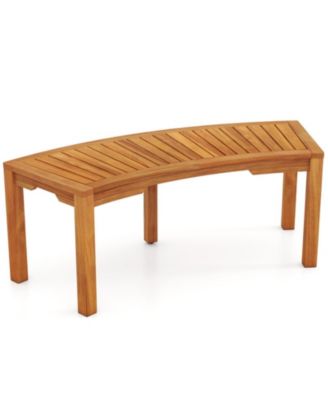 Single Acacia Wood Curved Outdoor Garden Bench for 2 with 800 Lb Capacity