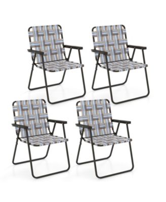 4-Piece Folding Beach Chair Set Camping Lawn Webbing Outdoor Chair