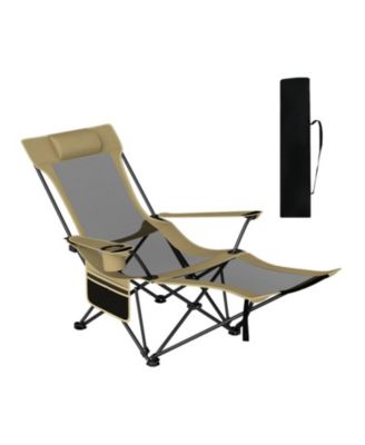 Reclining Camping Lounge Chair with Removable Footrest and Adjustable Back
