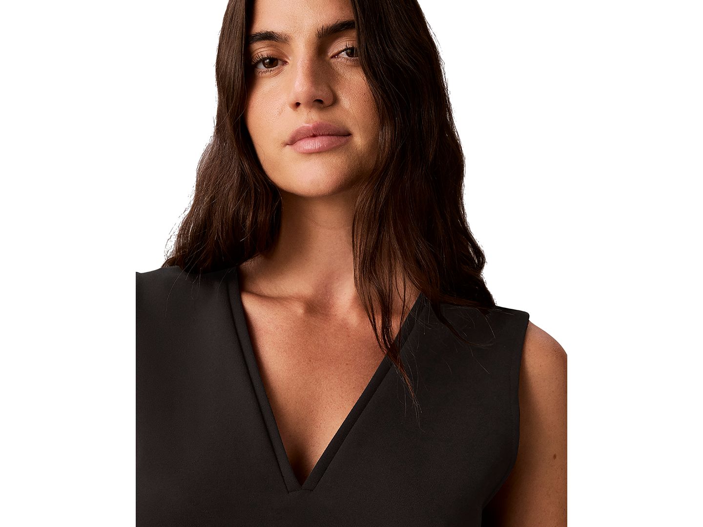 Женский топ Calvin Klein V-Neck Banded Shell, цвет: Чёрный — фото 3