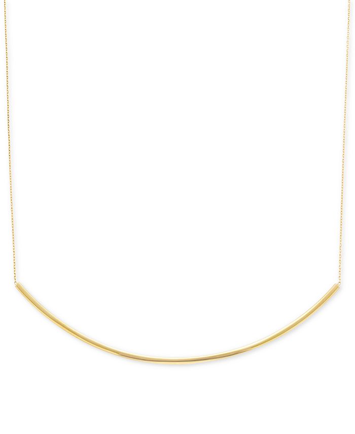 Italian Gold Polished Curved Bar Necklace in 14k Gold Macy s
