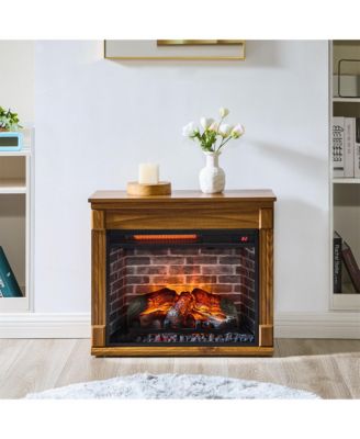 28 inch Electric Fireplace Heaterand Fireplace Mantel With Removable Caster Wheel