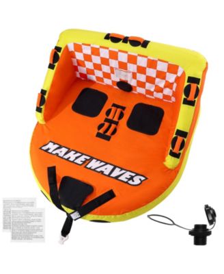 Inflatable Towable Tube for Boating 1-2 Rider with Deck Seats and Backrest
