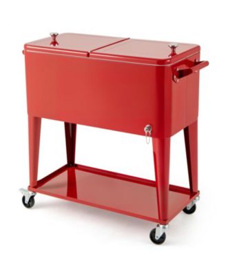 Portable Patio Cooler with Bottom Storage Shelf and Bottle Opener