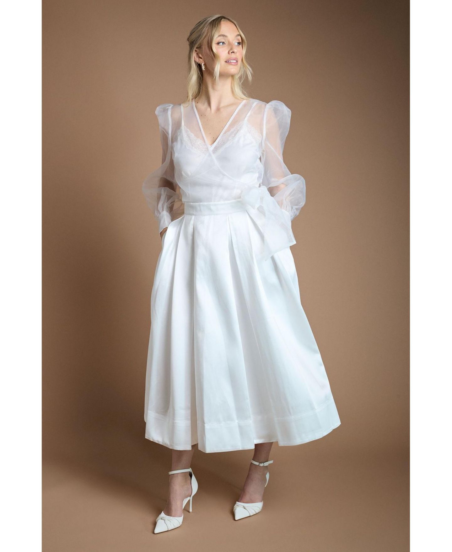 Женская юбка Coast Bridal Pleated Midi, цвет: Слоновая кость — фото 3
