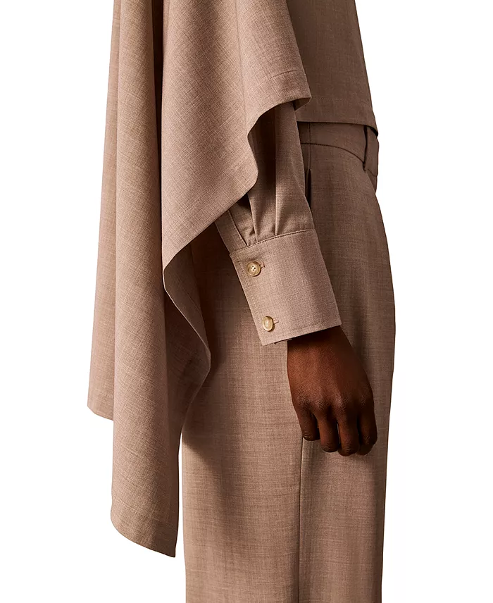Women's Long-Sleeve Point-Collar Scarf-Draped Front Blouse - thumbnail 10