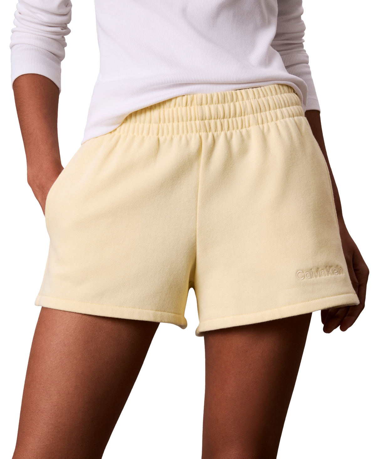 Calvin Klein Performance Women's Brushed French Terry Shorts In White