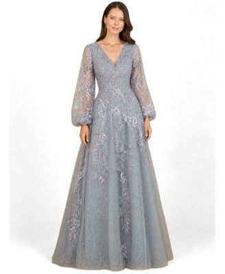 Women's V Neckline Balloon Sleeve Gown