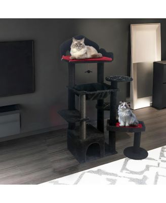 58in Gothic Multi-Level Cat Tree with Scratching Posts and Cave