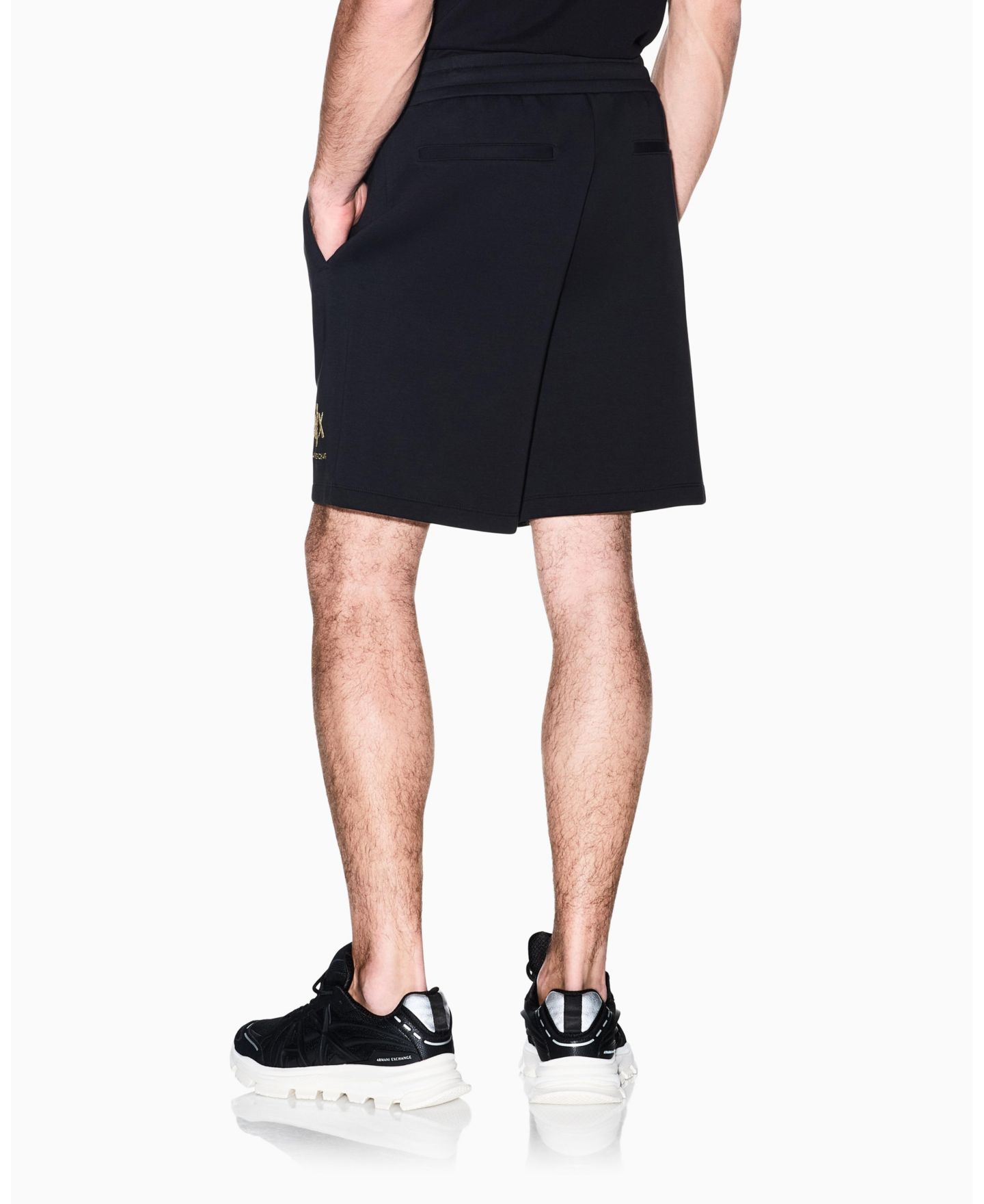 Мужские шорты A|X Armani Exchange Black And Gold Bonded Cotton Short, цвет: Чёрный — фото 8