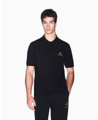 Men's Black And Gold Short Sleeves Pique Polo Shirt