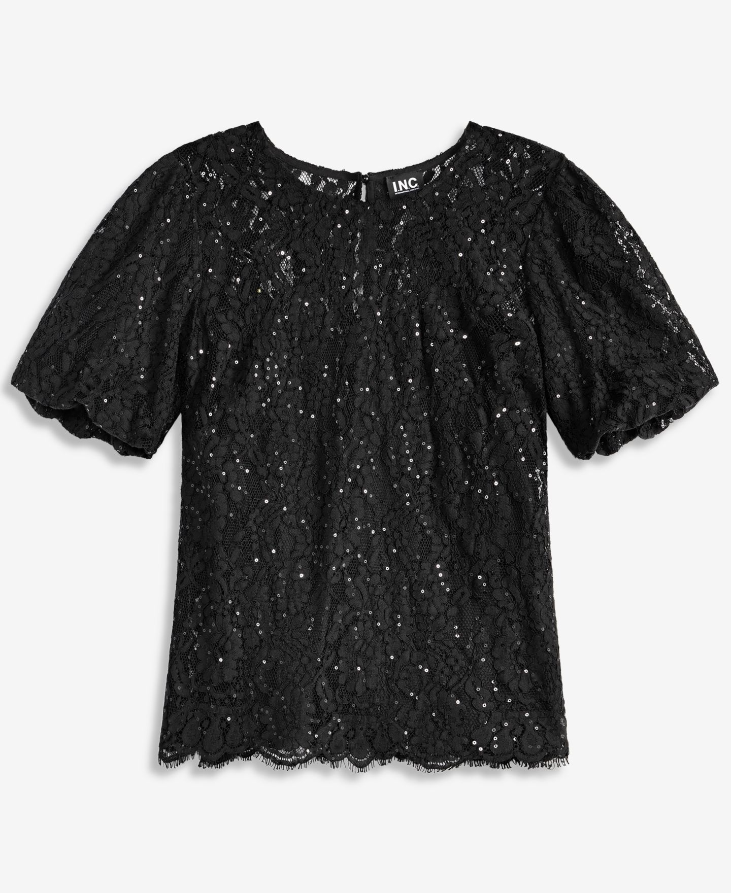 Женская блузка I.N.C. International Concepts Short-Sleeve Sequin Embellished Lace Blouse, цвет: Глубокий чёрный — фото 5