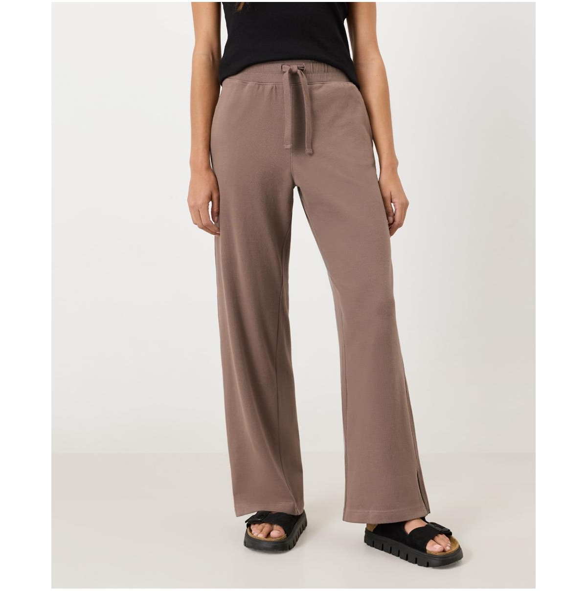 Pact Women's Organic Cotton Roam Travel Wide Leg Pant - Castor green