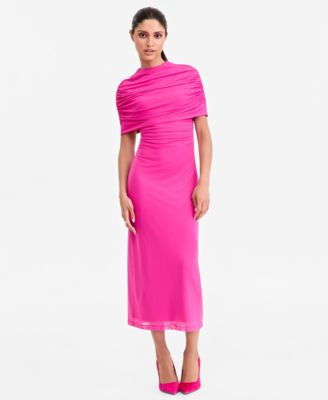 Women's Mock-Neck Midi Shrug Cape Dress
