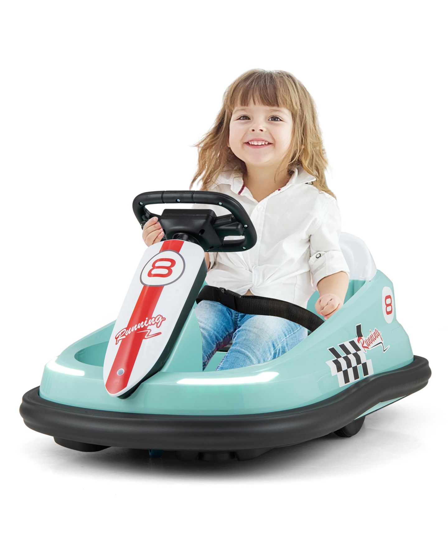 Детская игрушка Costway 6V Electric Bumper Car with 360° Spinning Dual Motors & 2 Speeds, Ages 18+ Months, цвет: Зелёный — фото 4