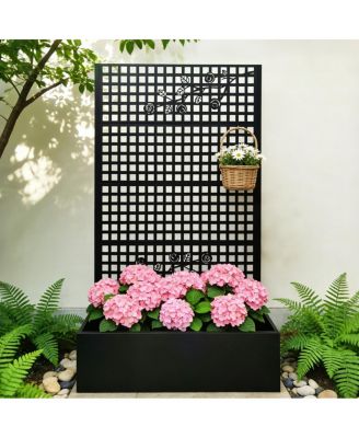 Metal Planter Box with Trellis 70.9''H x 43.3''W Outdoor Raised Garden Bed