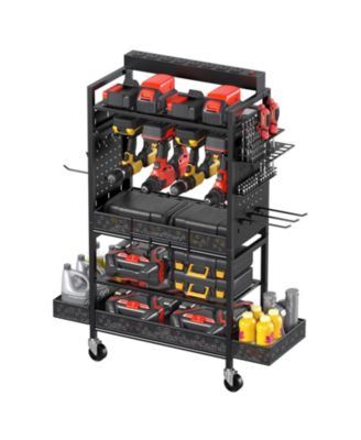 Tools Organizer Cart Charging Station Rolling Drill Storage Rack