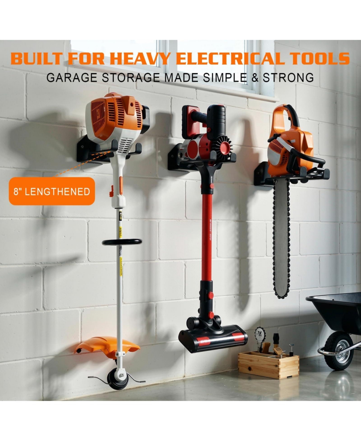Xdovet Trimmer Rack Rubber Coating Weed Eater Hanger Tool Holder Organizer Hooks Garden Power Tool Chainsaw Leaf Blower Hedge
