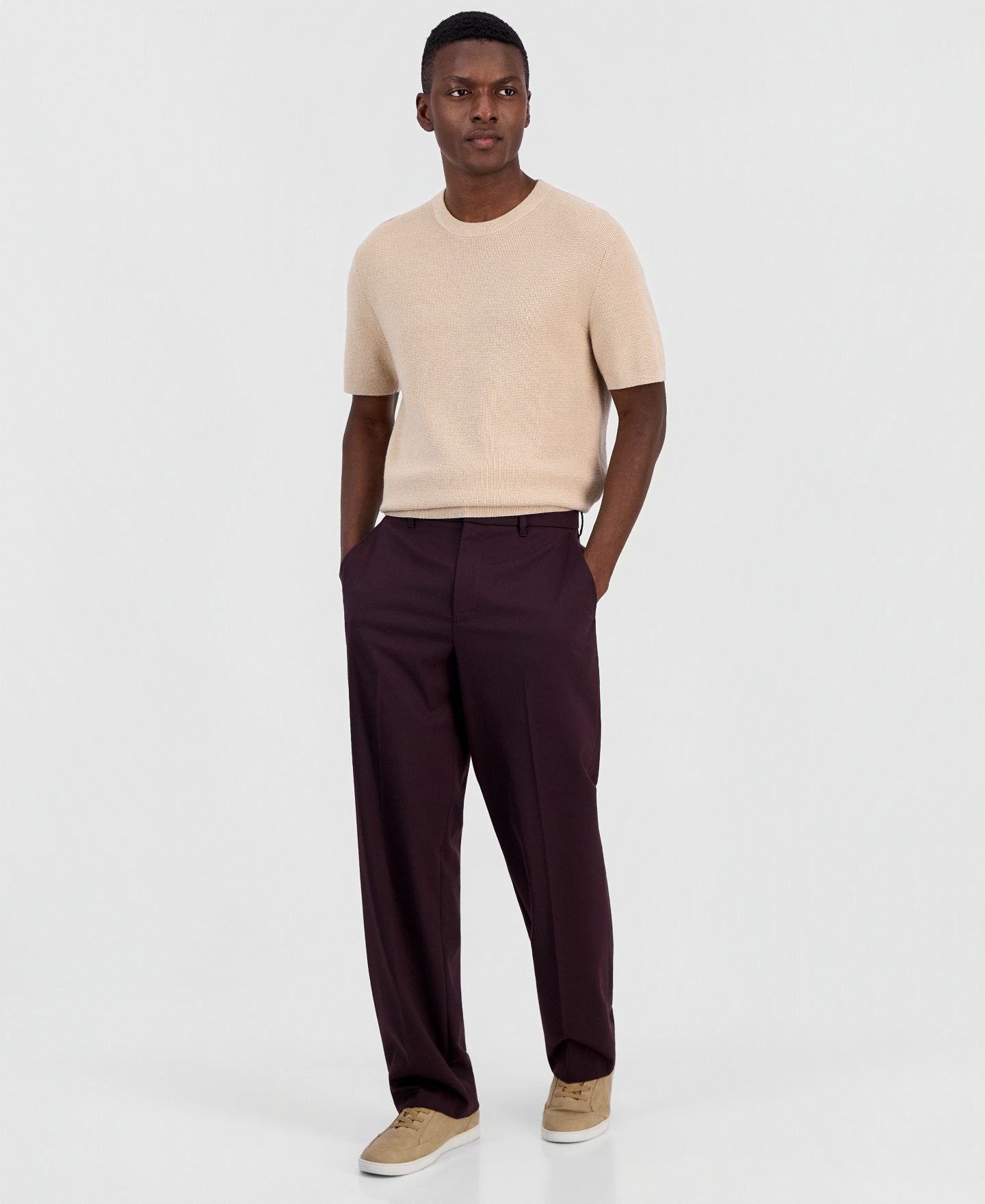 Мужские брюки Alfani Modern-Fit Straight-Leg Dress Pants, цвет: Какао — фото 1