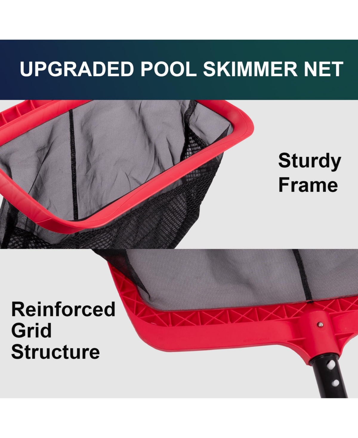 Xdovet Pool Skimmer Net Double-Layer Netting Bag Reinforced Frame Leaf Grid