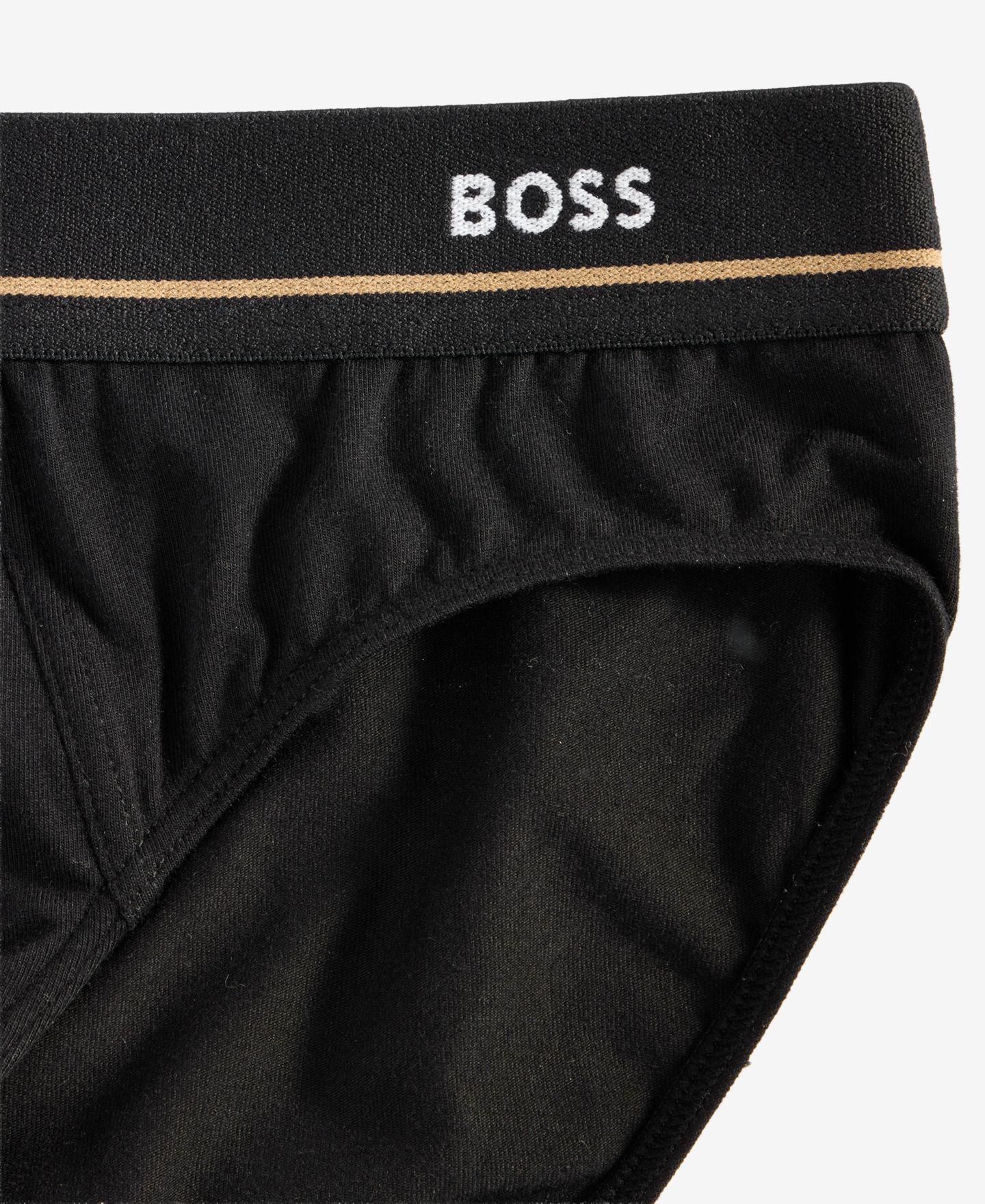 Мужские трусы-брифы Boss by Hugo Boss из хлопковой смеси с открытым поясом, набор из 5 шт, цвет: Чёрный — фото 3