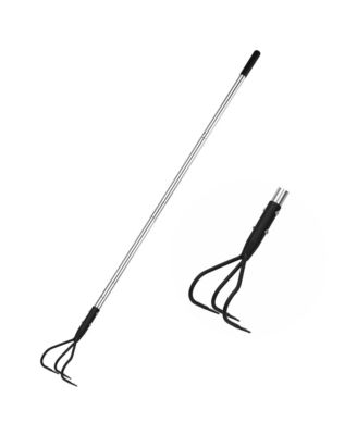 3-Tine Long Handle Garden Tiller Cultivator Adjustable for Soil Loosening Weeding Fertilizing