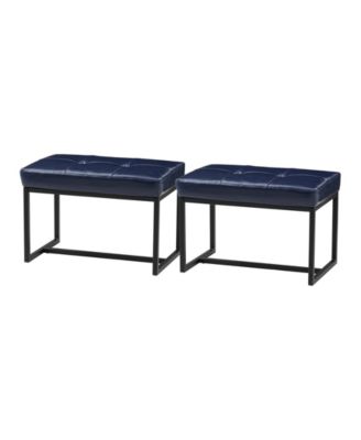 Modern Thick Leatherette Accent Stool, Set of 2