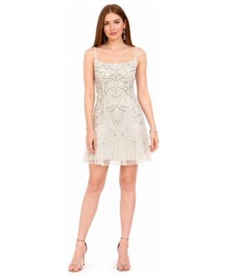 Women's Beaded Square Neck Mini Dress